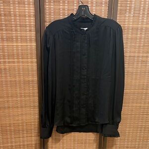 Amour Vert Classic Black Pleated Blouse - NWT
